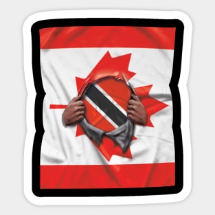 Trinidad And Tobago Flag Canadian Flag Ripped - Gift for Trinidadian And Tobagoan From Trinidad And Tobago Sticker